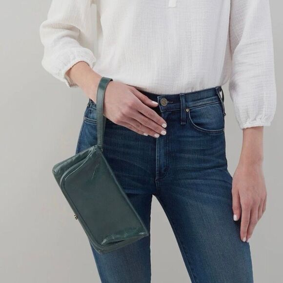 HOBO LAUREN CLUTCH LEATHER WRISTLET WALLET  Sage‎ Henna Luxury Leather, NWT - Picture 9 of 15